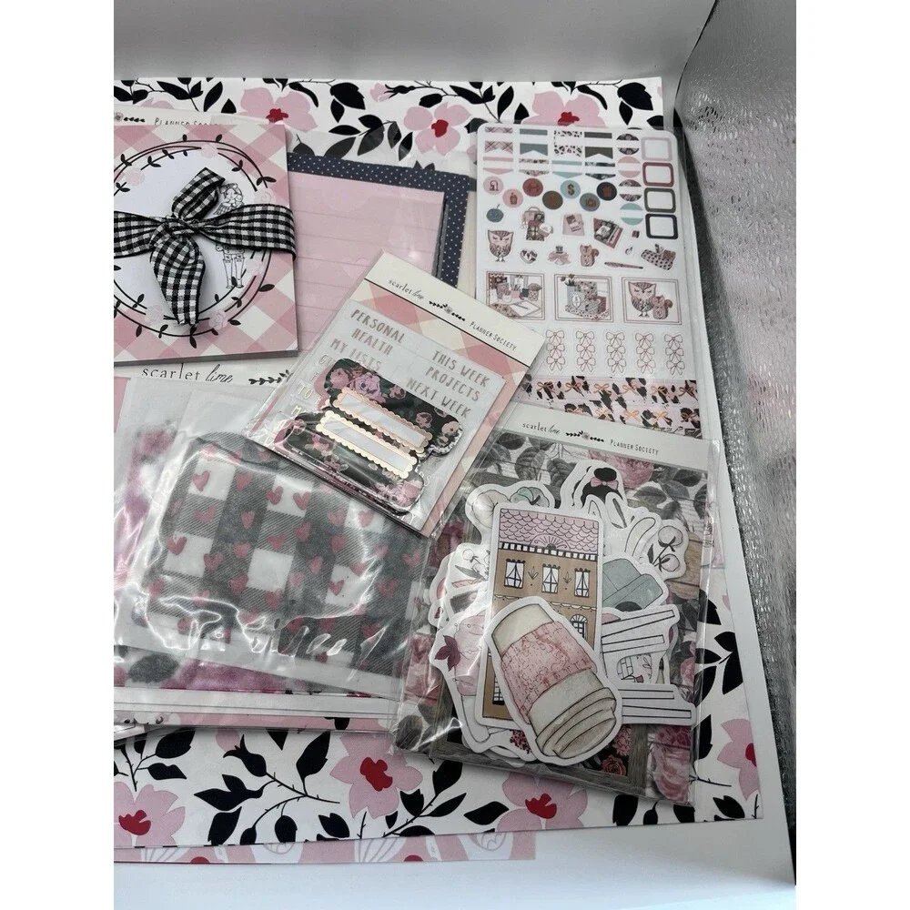Scarlet Lime The Planner Society Cozy Home Pink Gingham Paper Notepad Lot Mixed